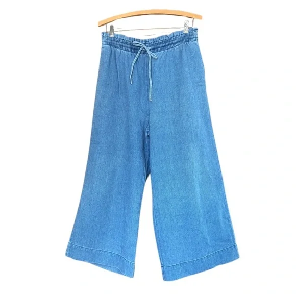 Madewell Indigo Smocked Huston Pull-On Crop Pants - Picture 5 of 9